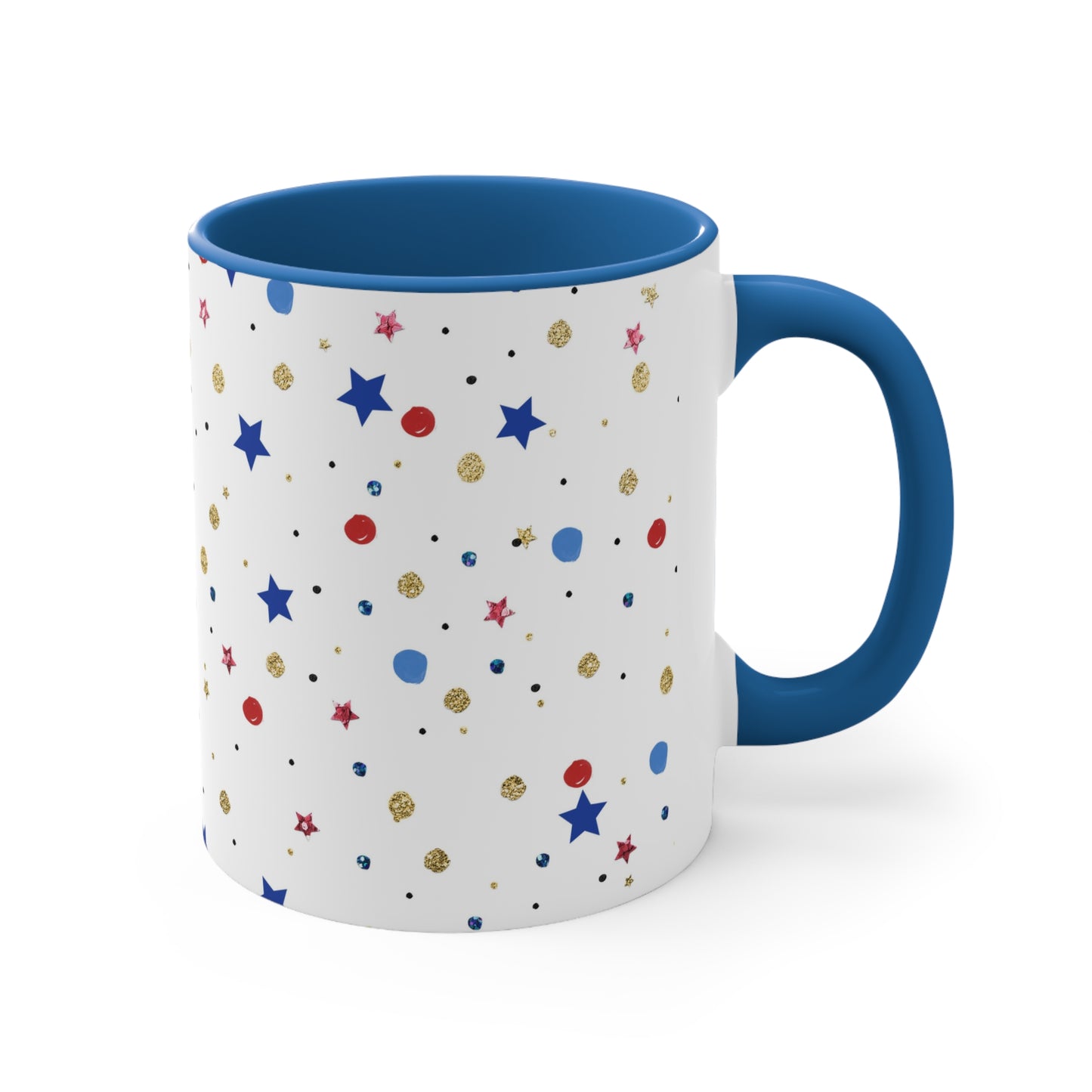 American Flag Themed Stars Accent Coffee Mug, 11oz