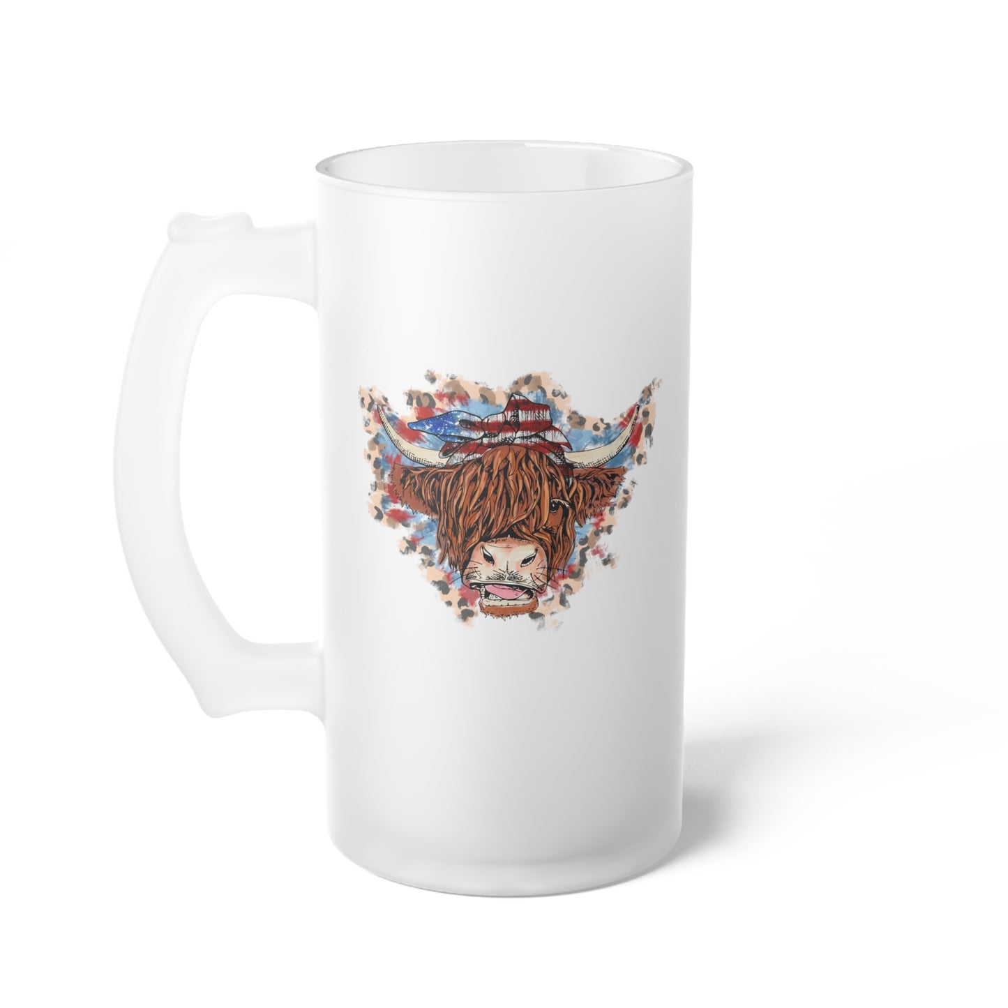 American Cow Frosted Glass Beer Mug