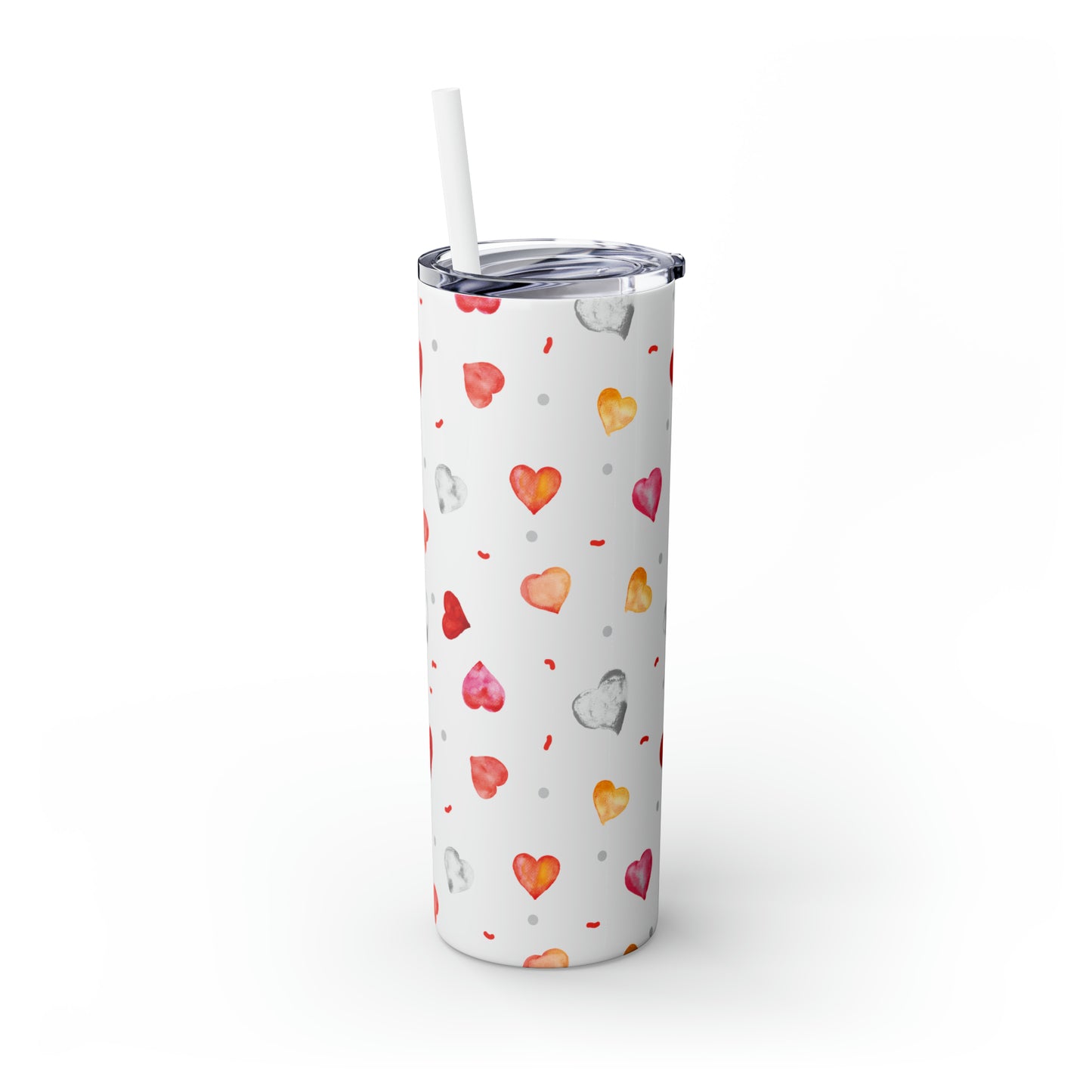 Valentine's Hearts Skinny Tumbler with Straw, 20oz