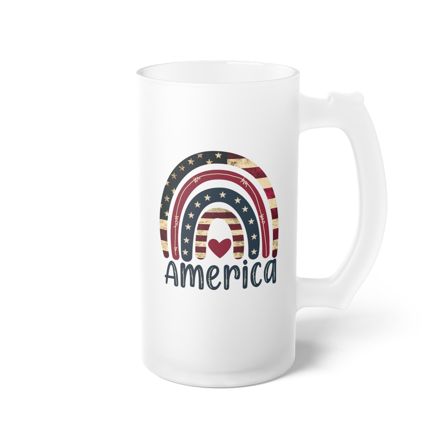 Love America Frosted Glass Beer Mug