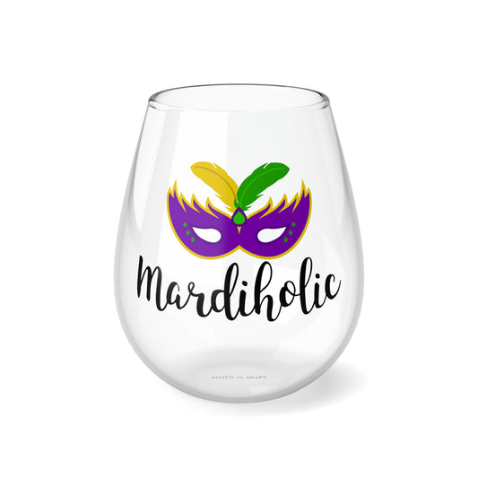 Mardiholic Stemless Wine Glass, 11.75oz