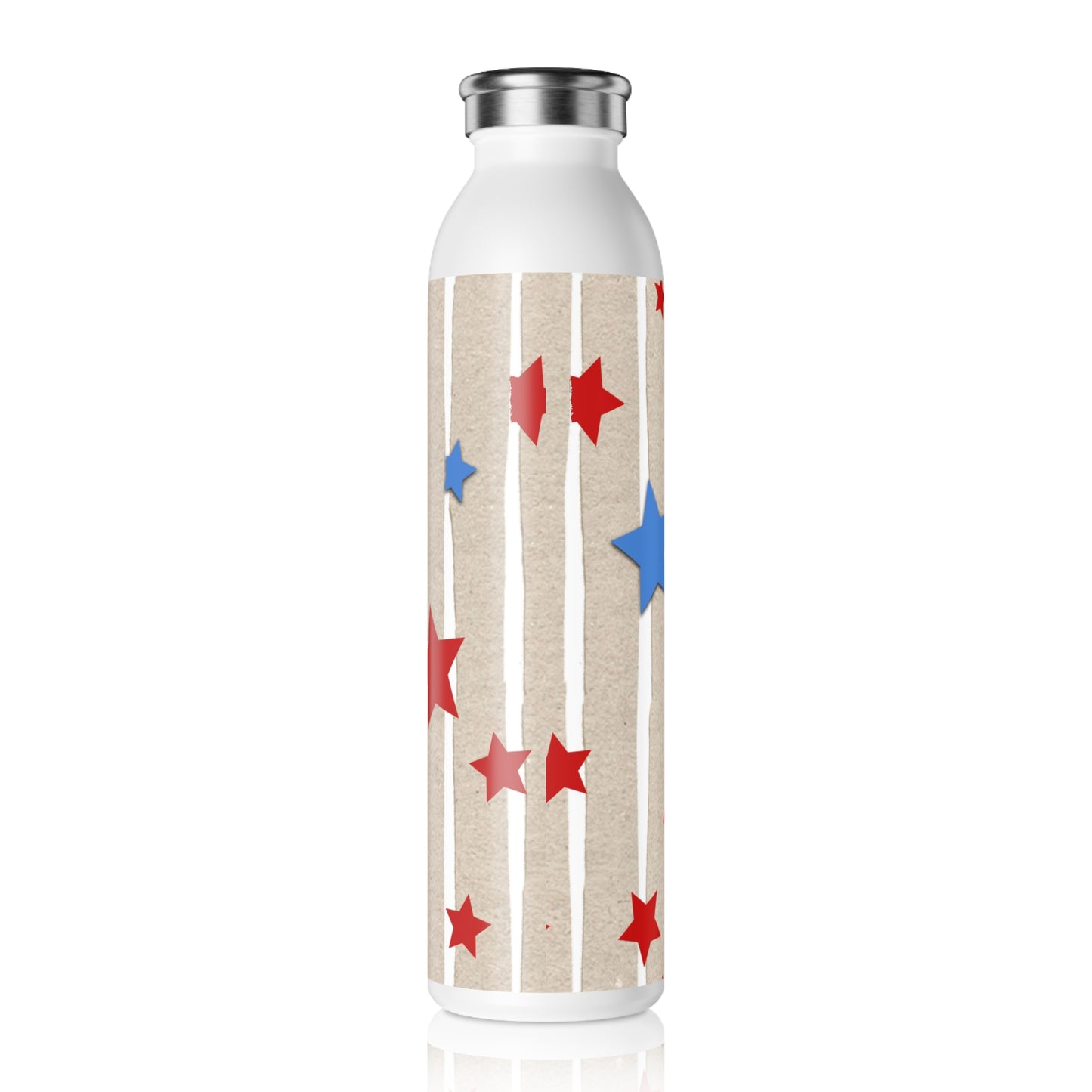 American Flag Themed Stars & Stripes Slim Water Bottle