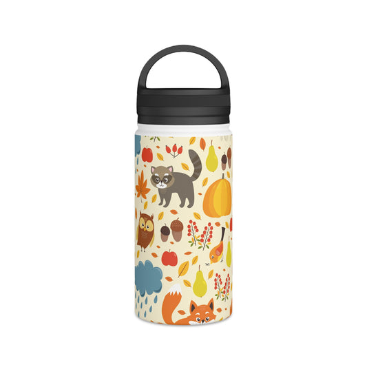 Back To School Animals Stainless Steel Water Bottle, Handle Lid