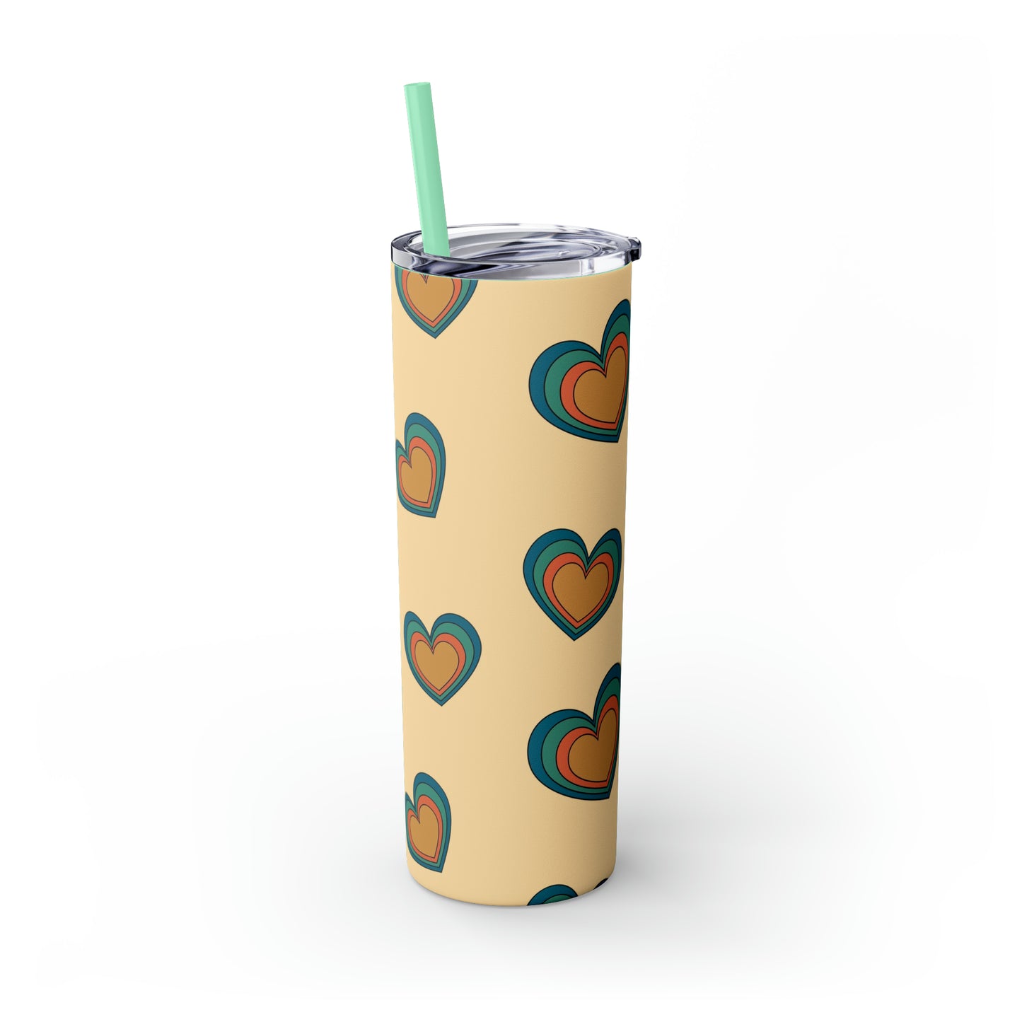 Valentine's Hearts Skinny Tumbler with Straw, 20oz