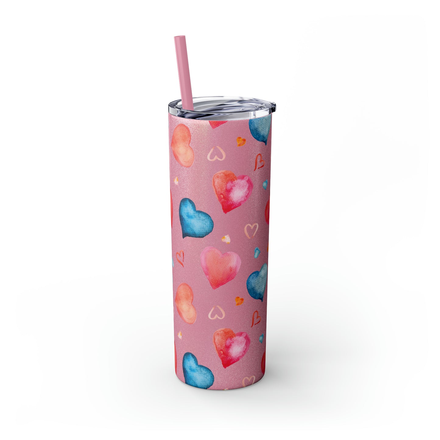 Valentine's Hearts Skinny Tumbler with Straw, 20oz