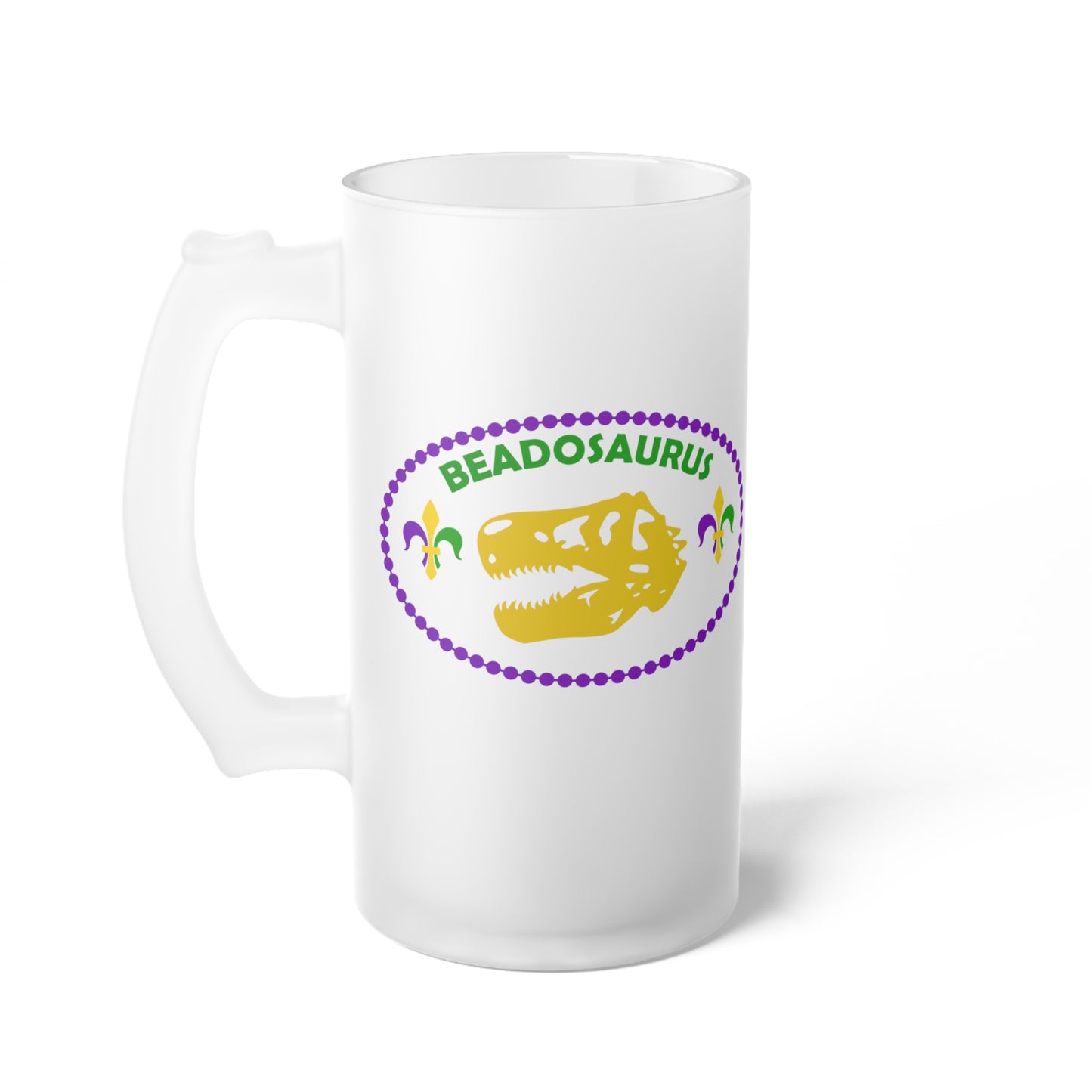 Beadosaurus Frosted Glass Beer Mug