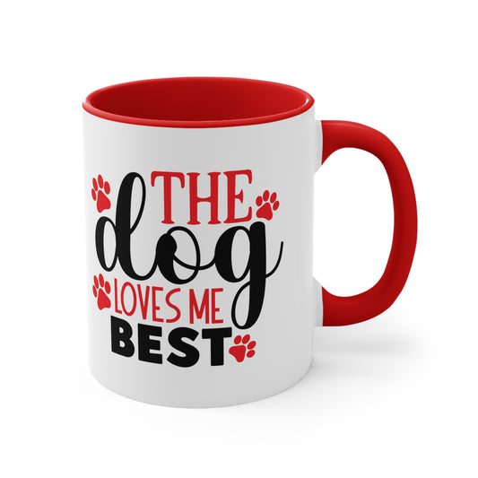The Dog Love Me Best Valentines Day Accent Coffee Mug, 11oz