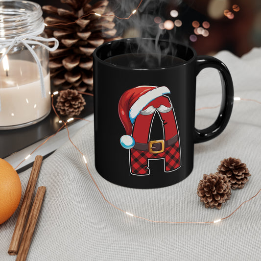 A Santa Initial 11oz Black Mug