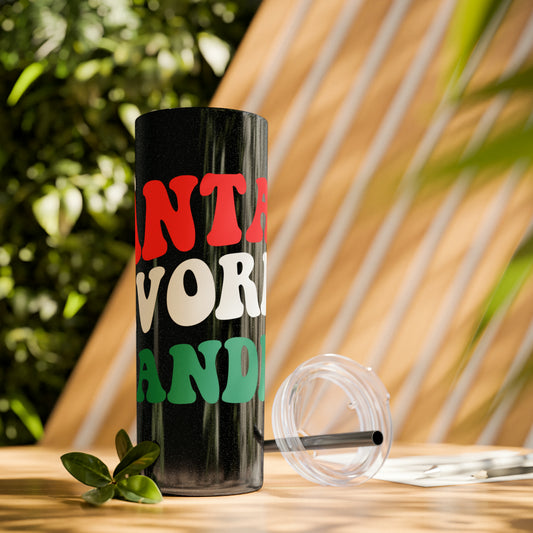 Santa's Favorite Grandma Skinny Tumbler with Straw, 20oz