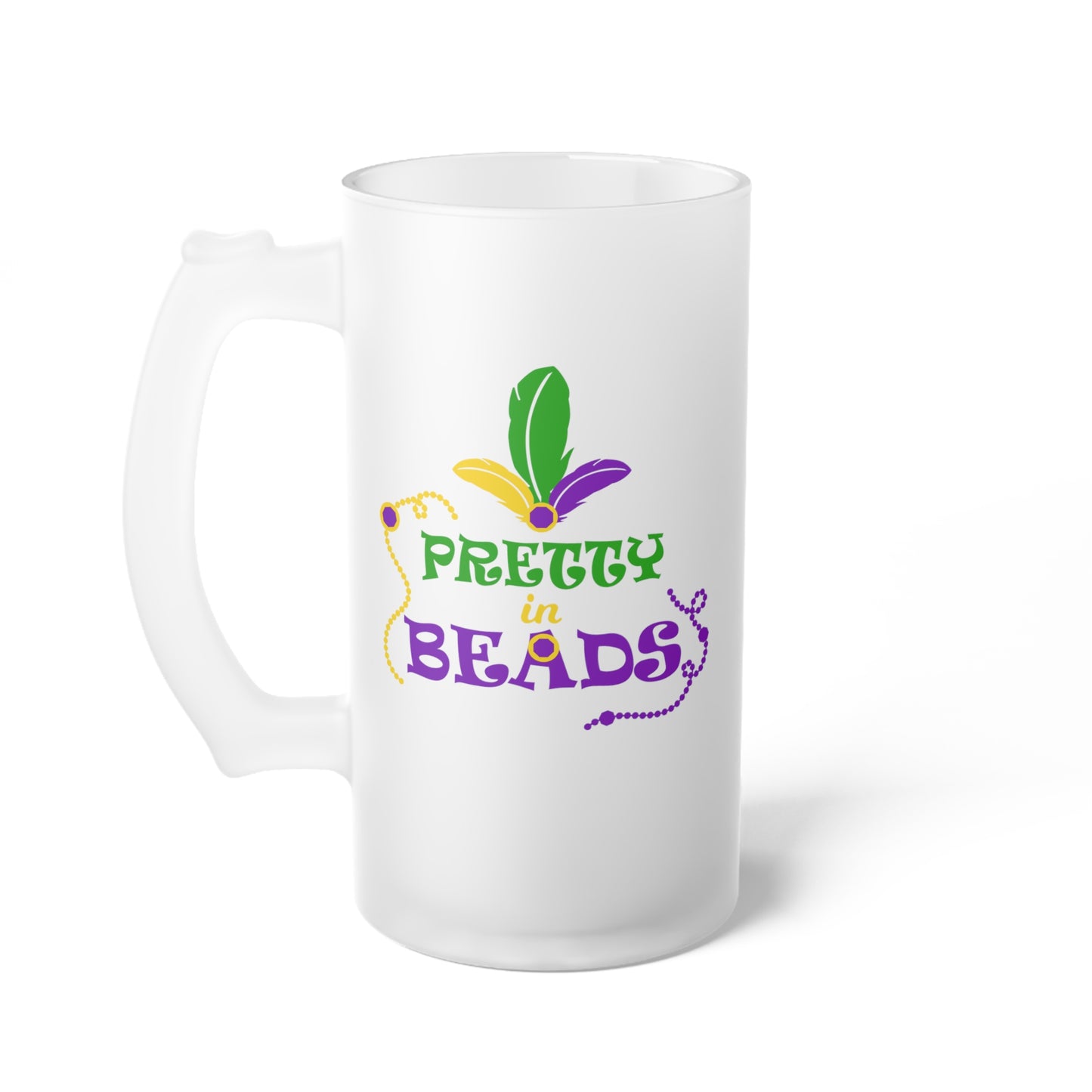 Pretty In Beads Frosted Glass Beer Mug