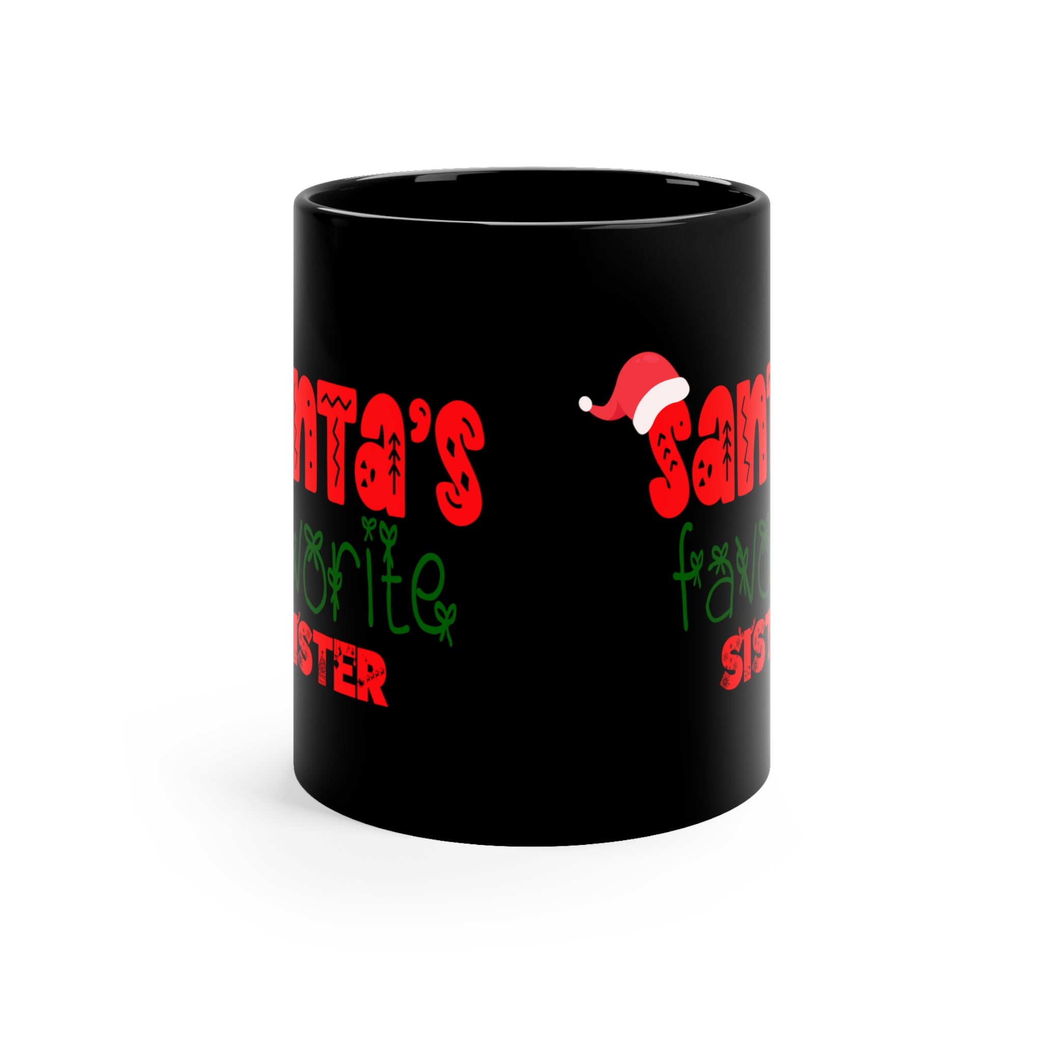 Santa's Favorite Sister 11oz Black Mug