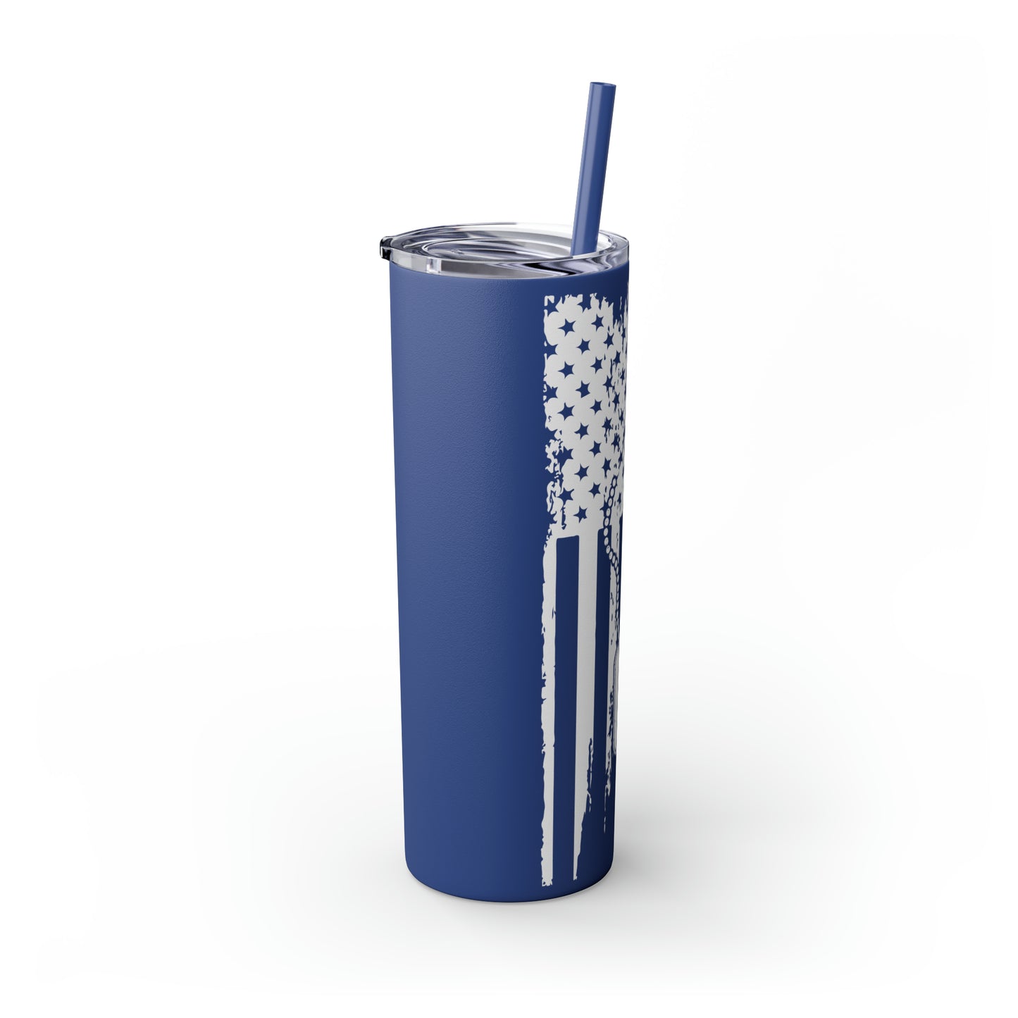 Flag with Tags Veterans Day Skinny Tumbler with Straw, 20oz