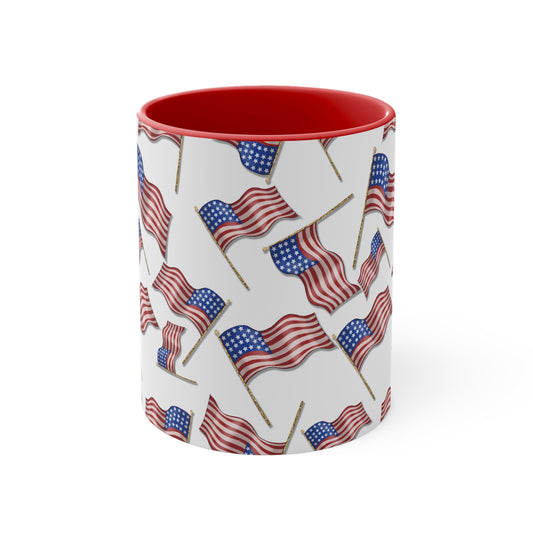 American Flag Themed Accent Coffee Mug, 11oz