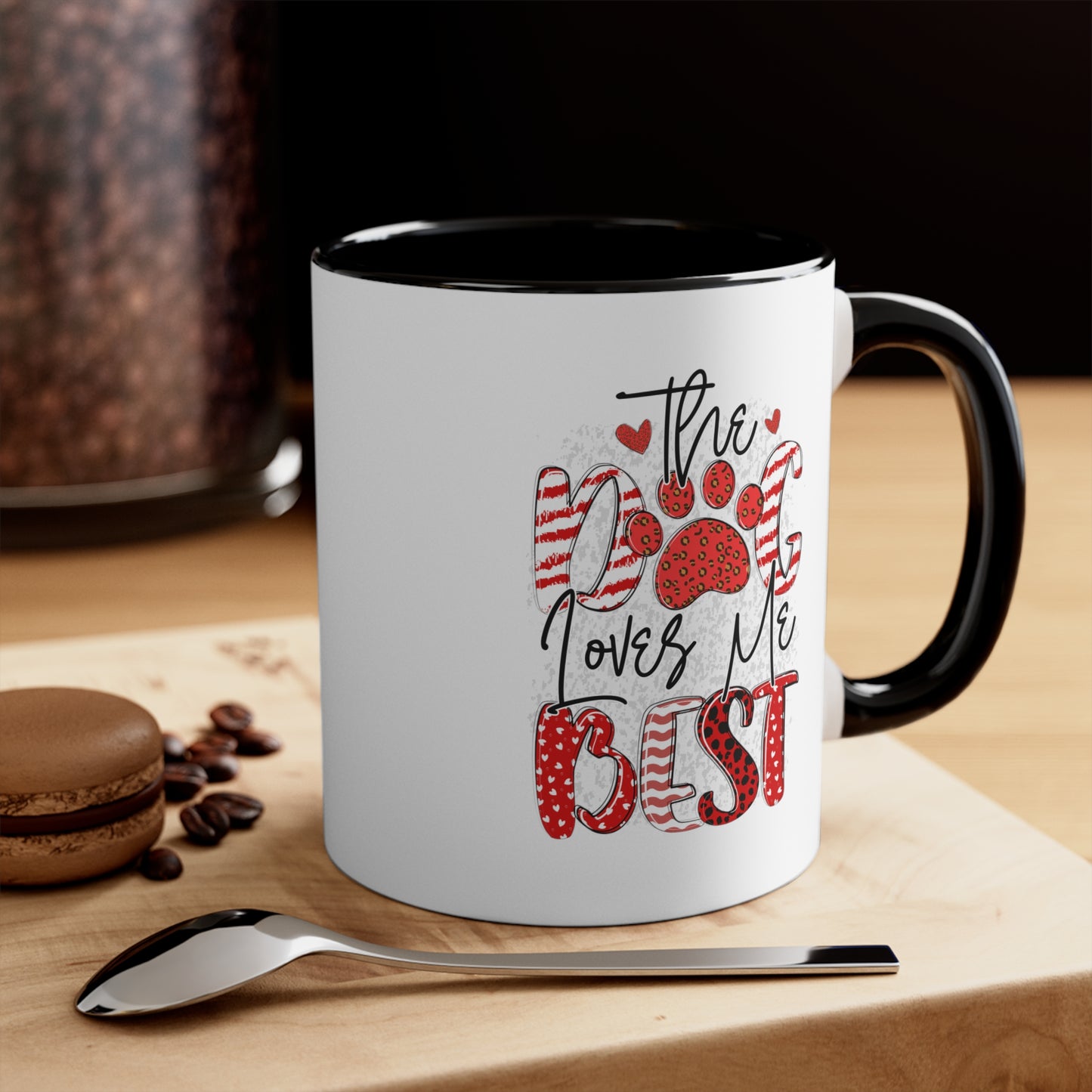 The Dog Love Me Best Valentines Day Accent Coffee Mug, 11oz