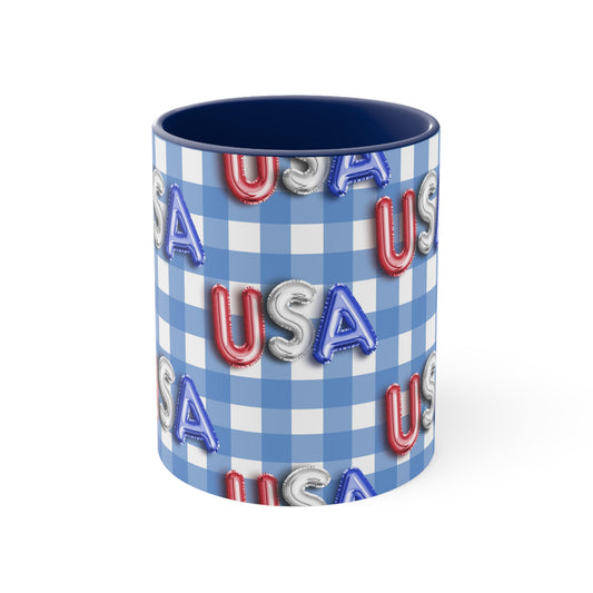 American Flag USA Balloon Themed Accent Coffee Mug, 11oz