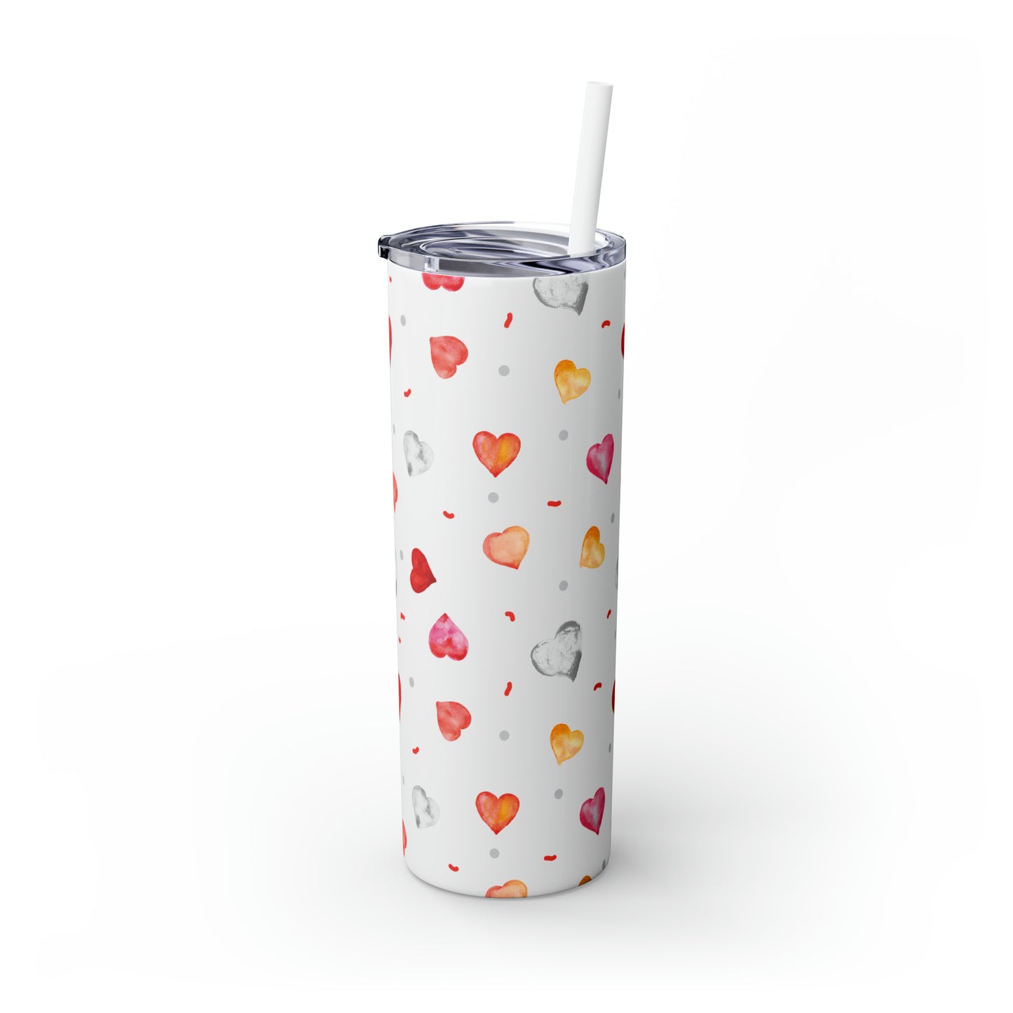 Valentine's Hearts Skinny Tumbler with Straw, 20oz