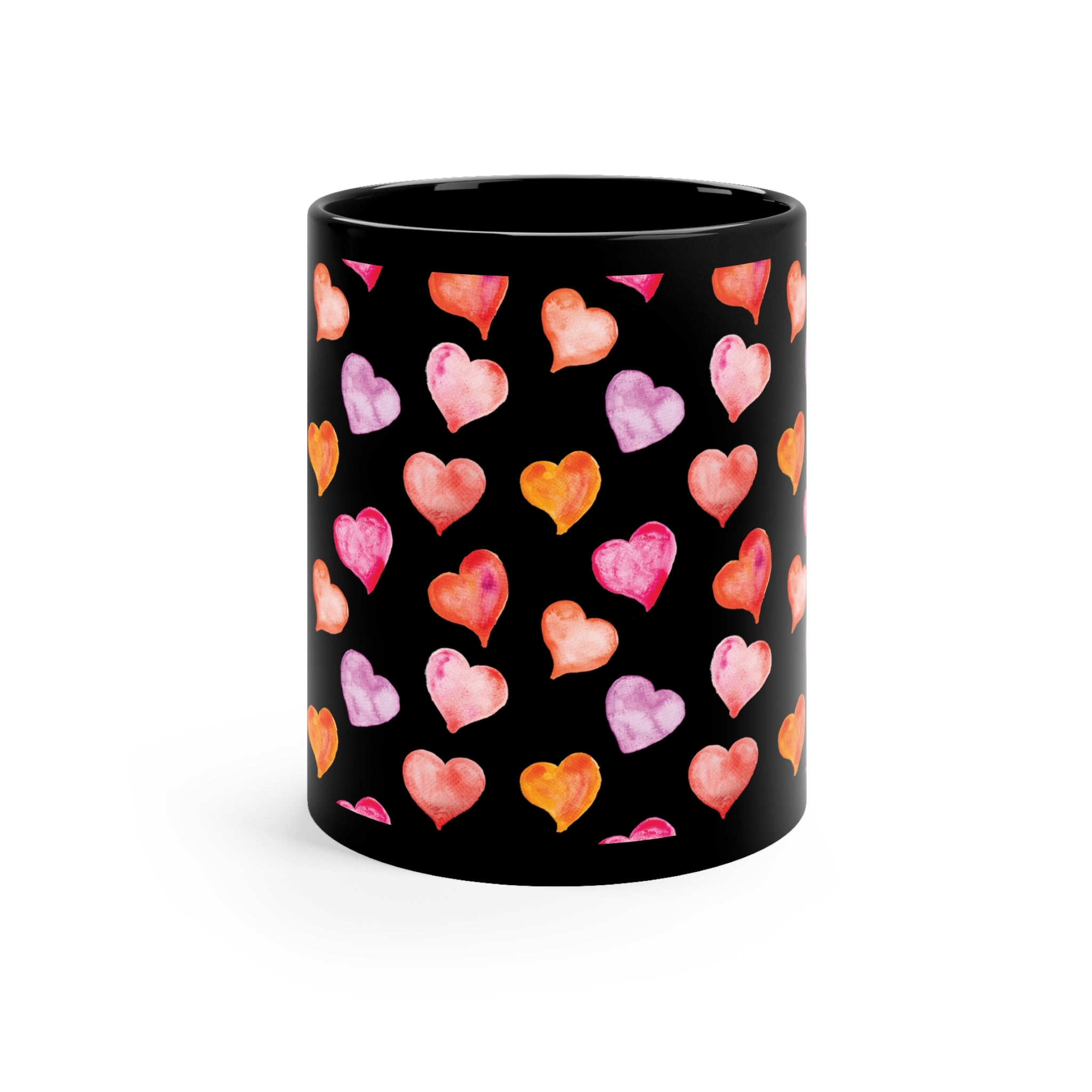 Valentine's Day Hearts 11oz Black Mug