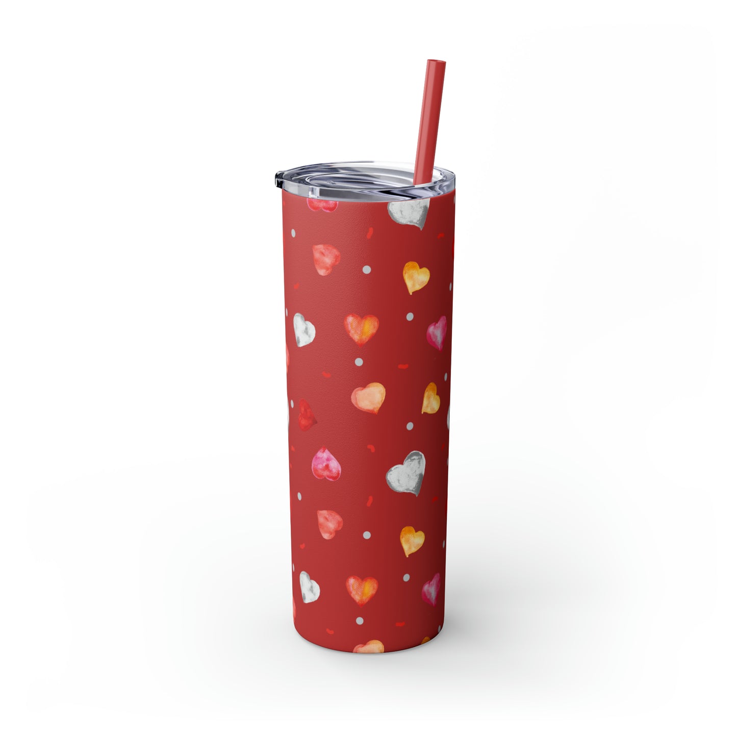 Valentine's Hearts Skinny Tumbler with Straw, 20oz