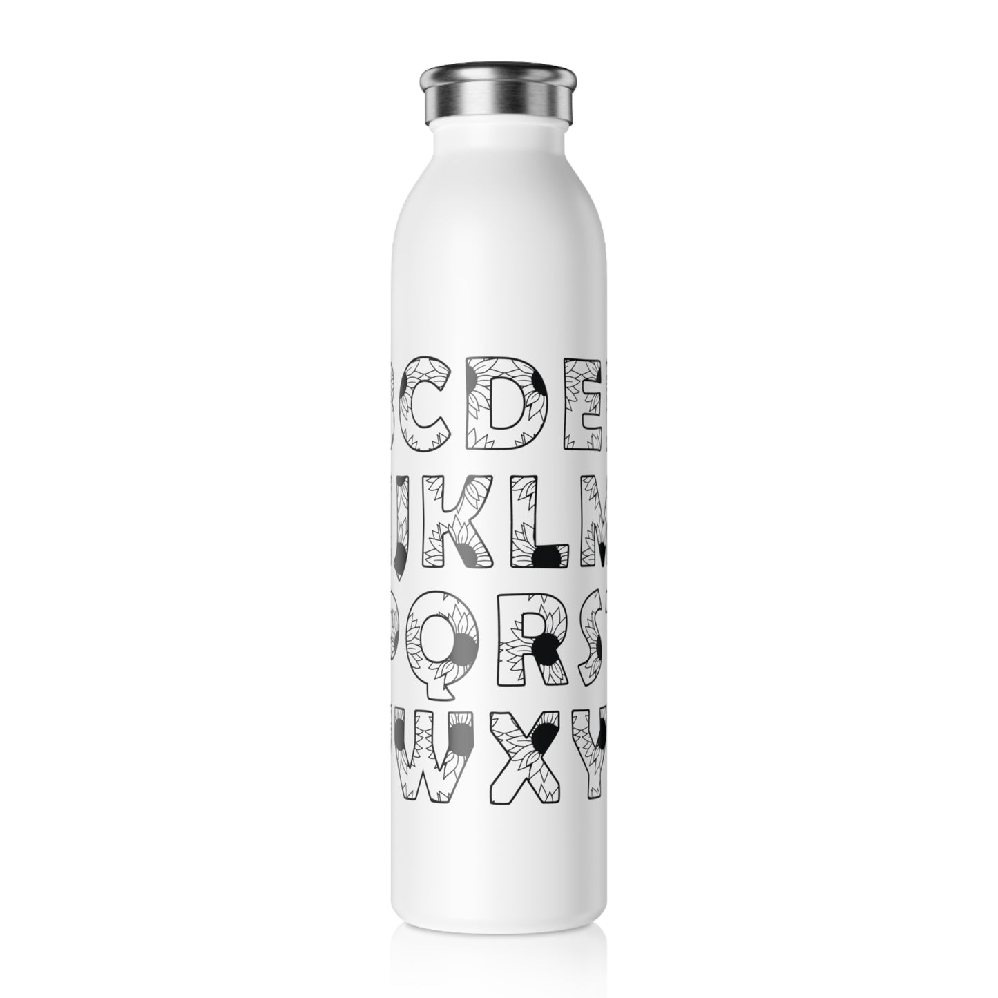 Alphabet Letters Slim Water Bottle