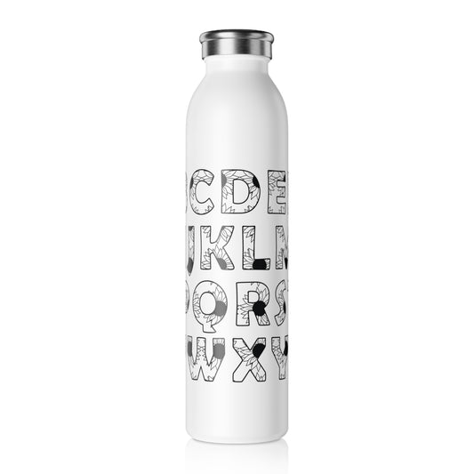 Alphabet Letters Slim Water Bottle