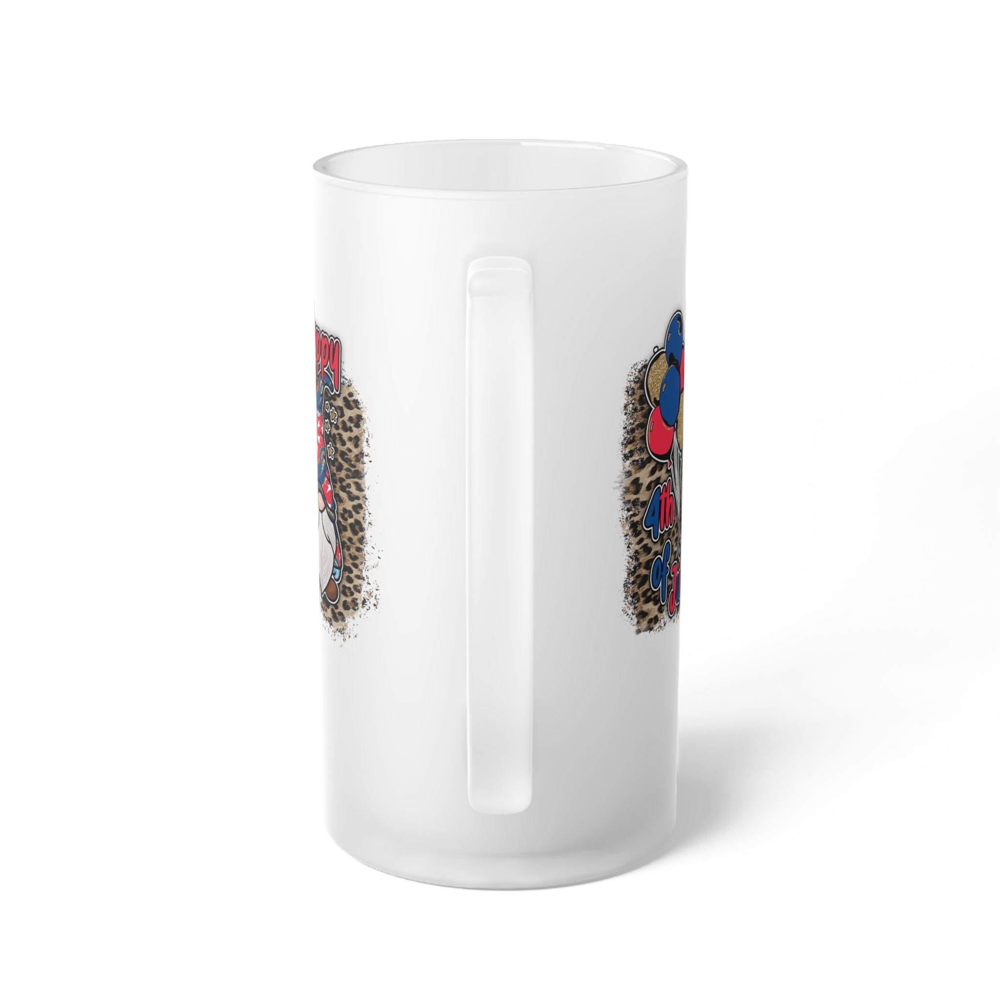 Happy 4th of July Frosted Glass Beer Mug