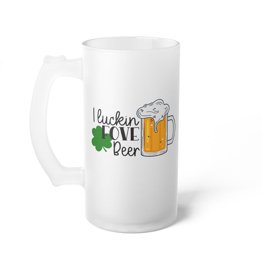 I Luckin Fove Beer Frosted Glass Beer Mug