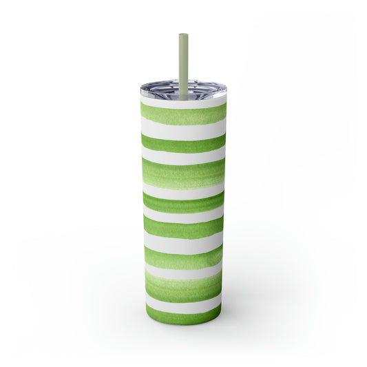 St Patricks Day Stripes Skinny Tumbler with Straw, 20oz