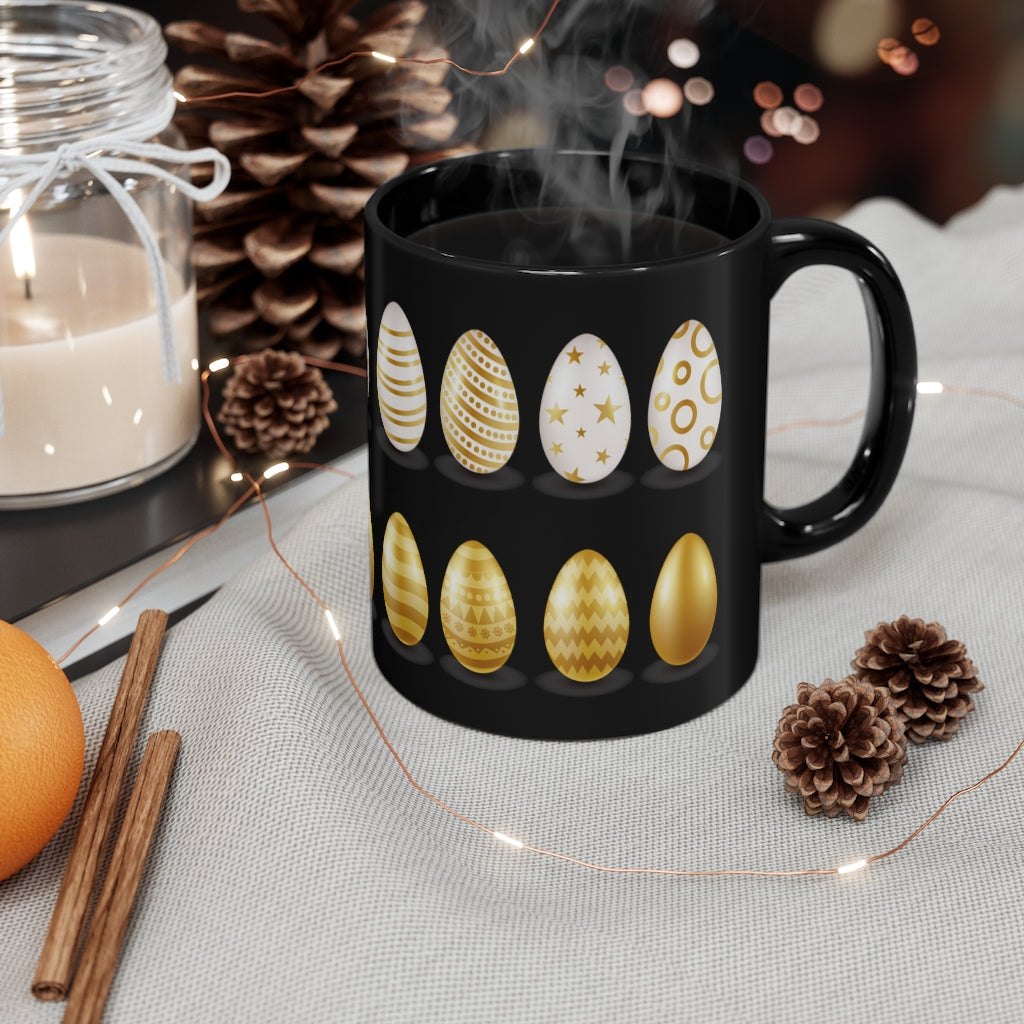 Gold & White Easter Egg Collection - 11oz Black Mug