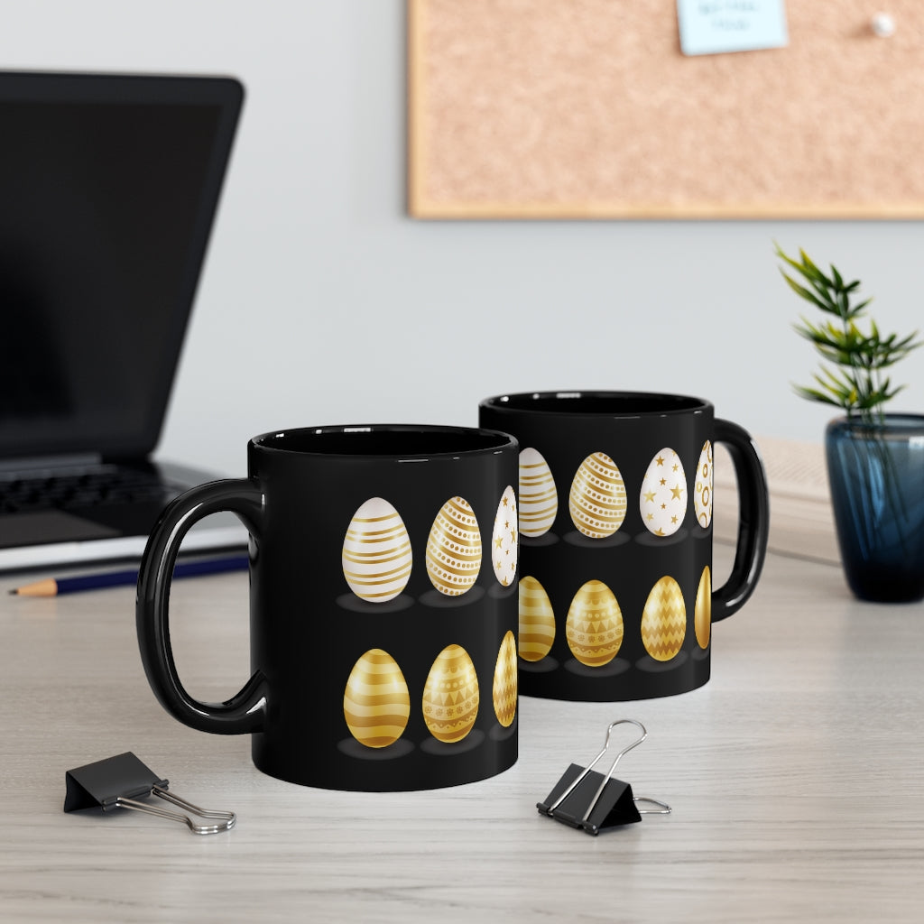 Gold & White Easter Egg Collection - 11oz Black Mug