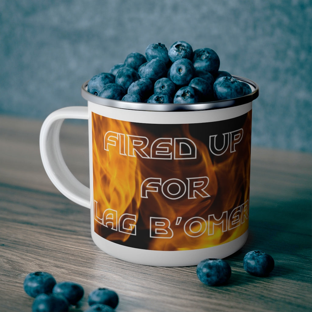 Fired Up for Lag B’Omer Enamel Outdoor Mug