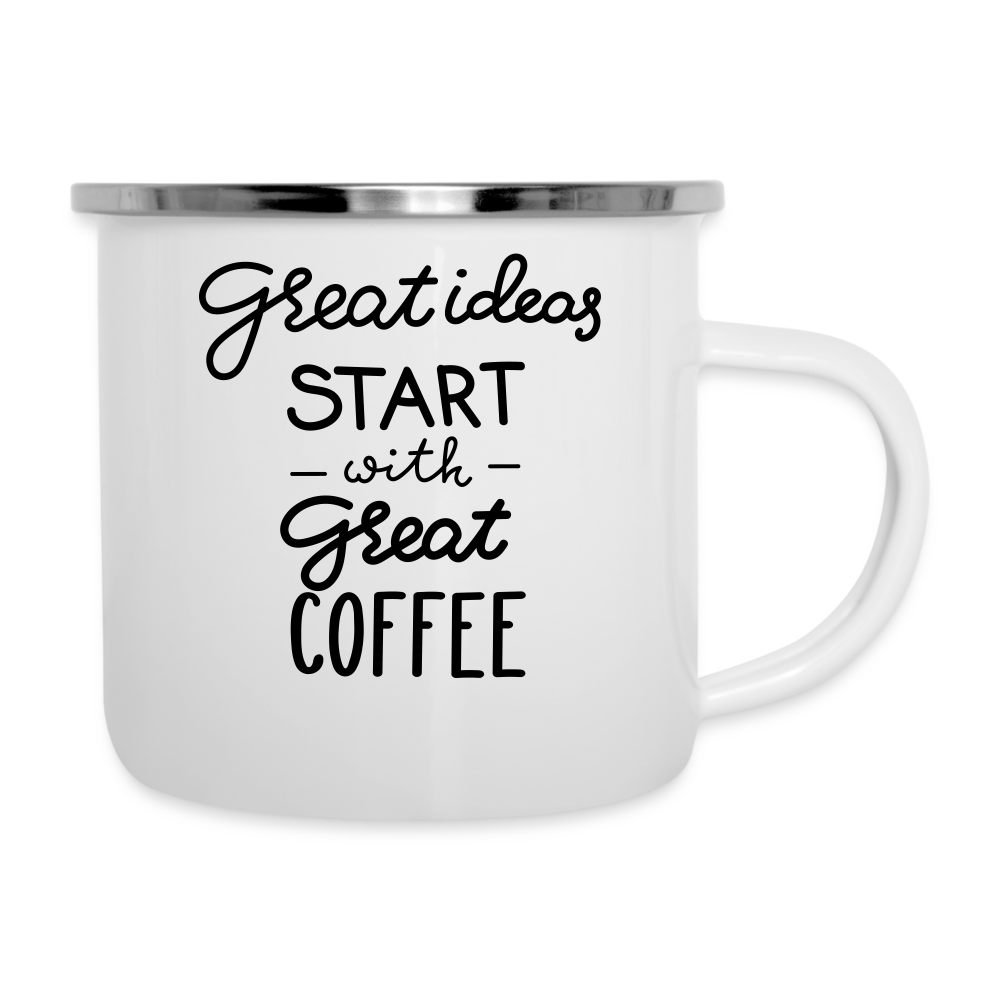 Great Ideas Start with Great Coffee Outdoor Mug - white