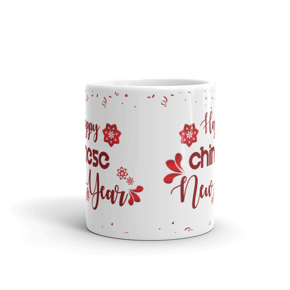 Happy Chinese New Year - White glossy mug - Red & White