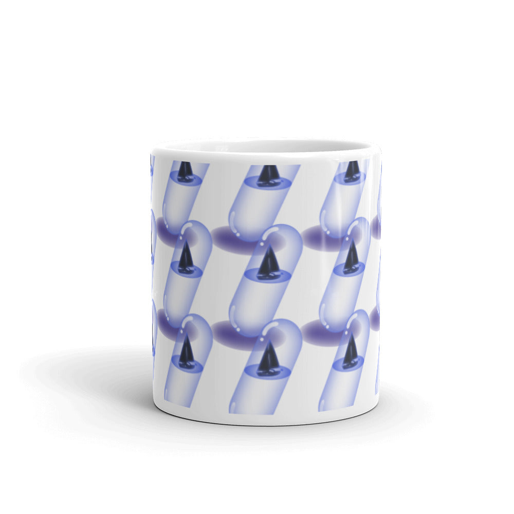 Yacht in a Capsule in Purple Pattern - White glossy mug - Science Fiction Day