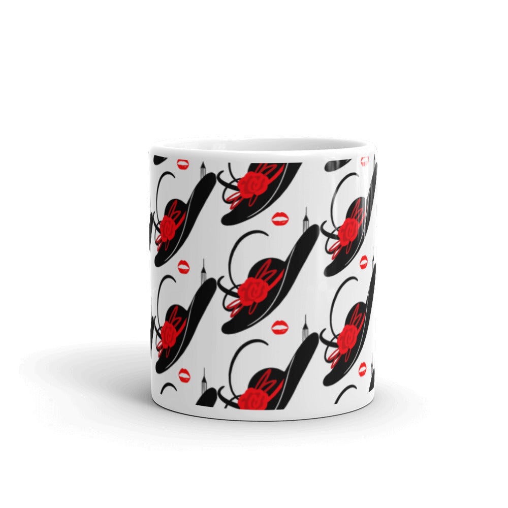 Black & Red Hat - White glossy mug - National Hat Day