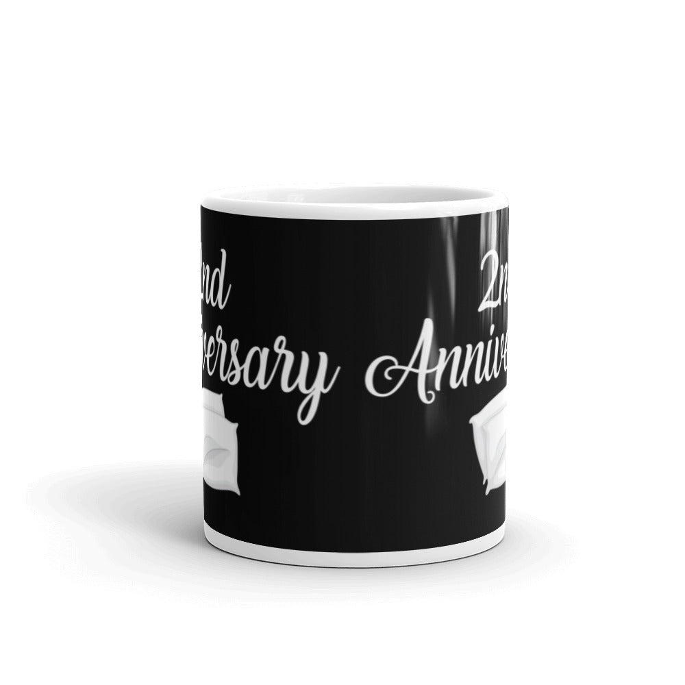 2nd Anniversary in Black & White - White glossy mug