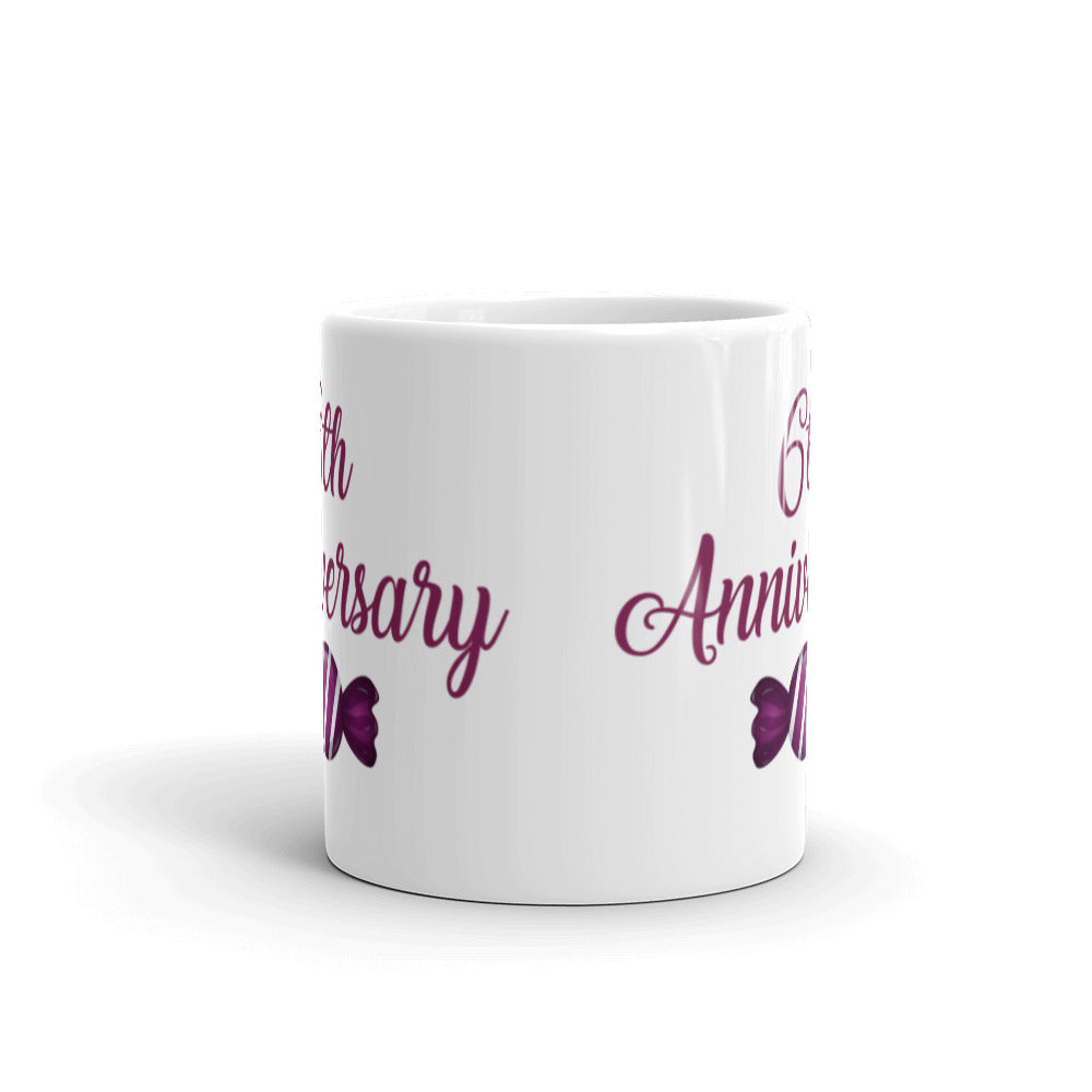 6th Anniversary in White & Purple - White glossy mug