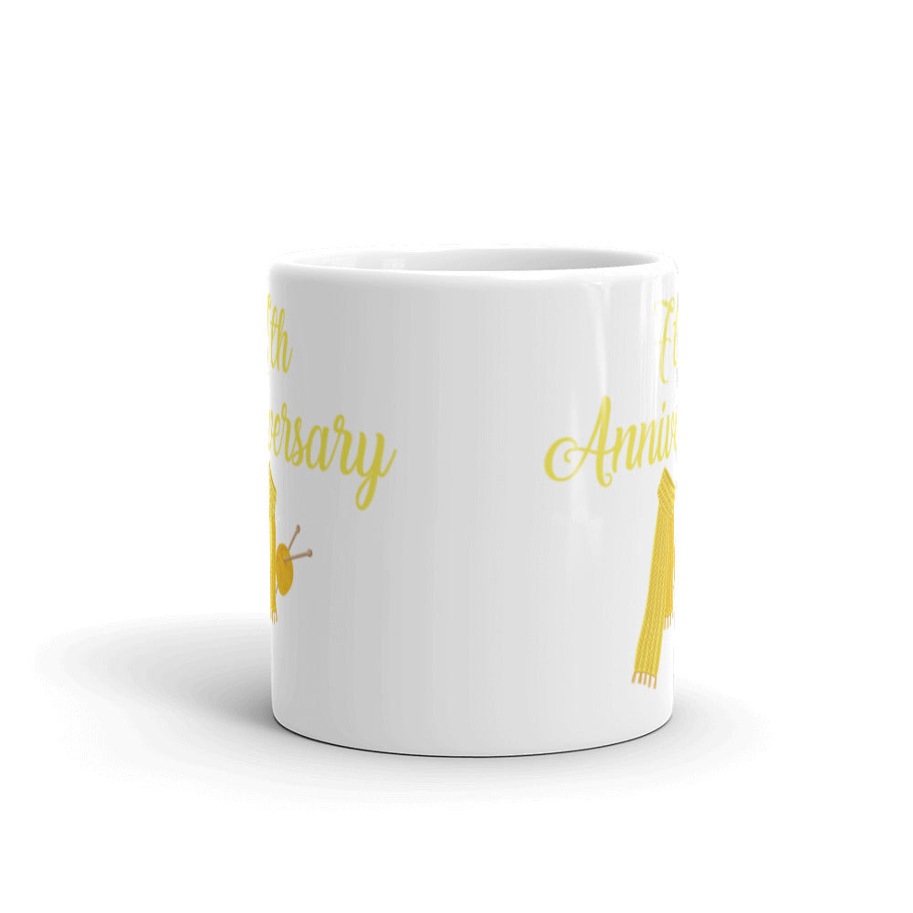 7th Anniversary in White & Yellow -  White glossy mug