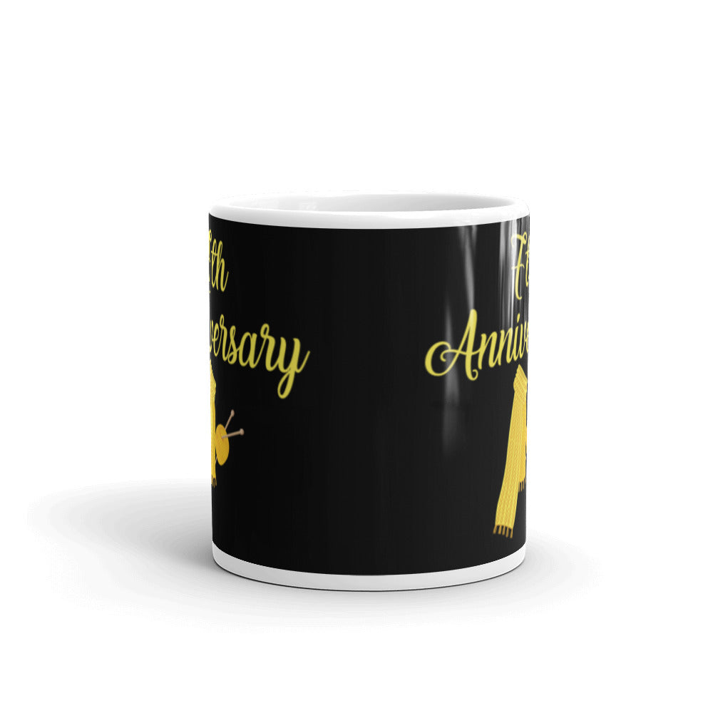 7th Anniversary in White & Yellow - White glossy mug