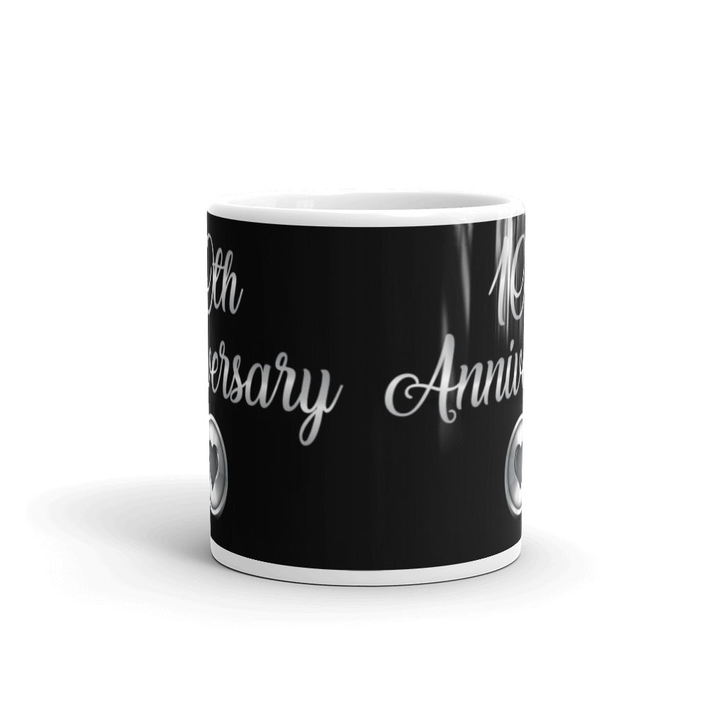 10th Anniversary in Black & Silver -  White glossy mug