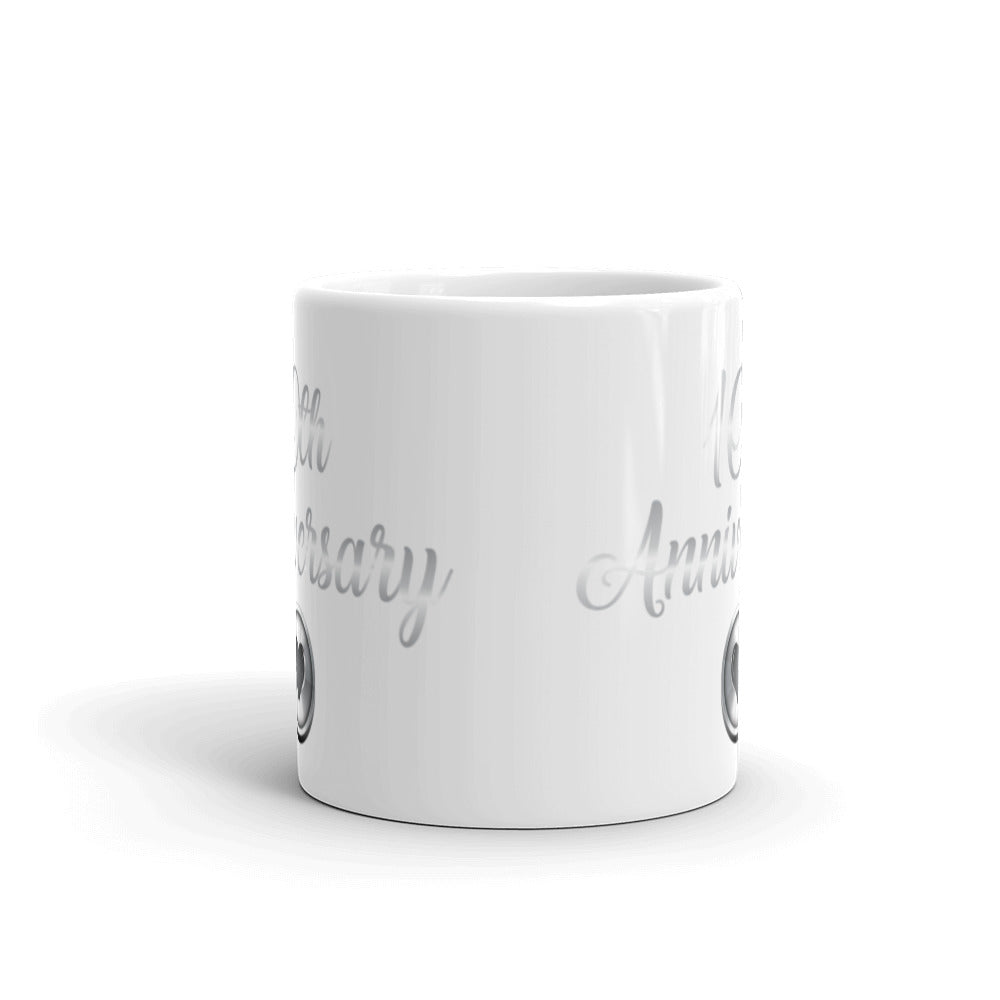 10th Anniversary in White & Silver - White glossy mug