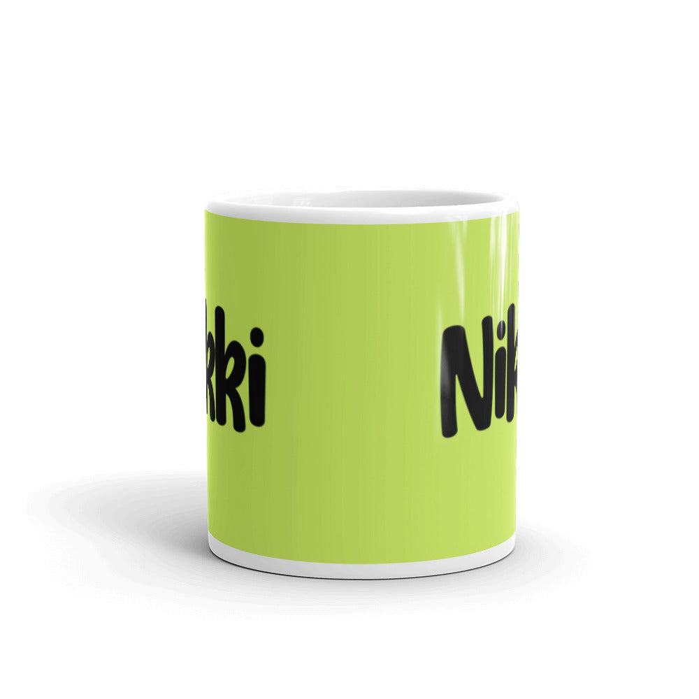 Nikki - Green & White glossy mug