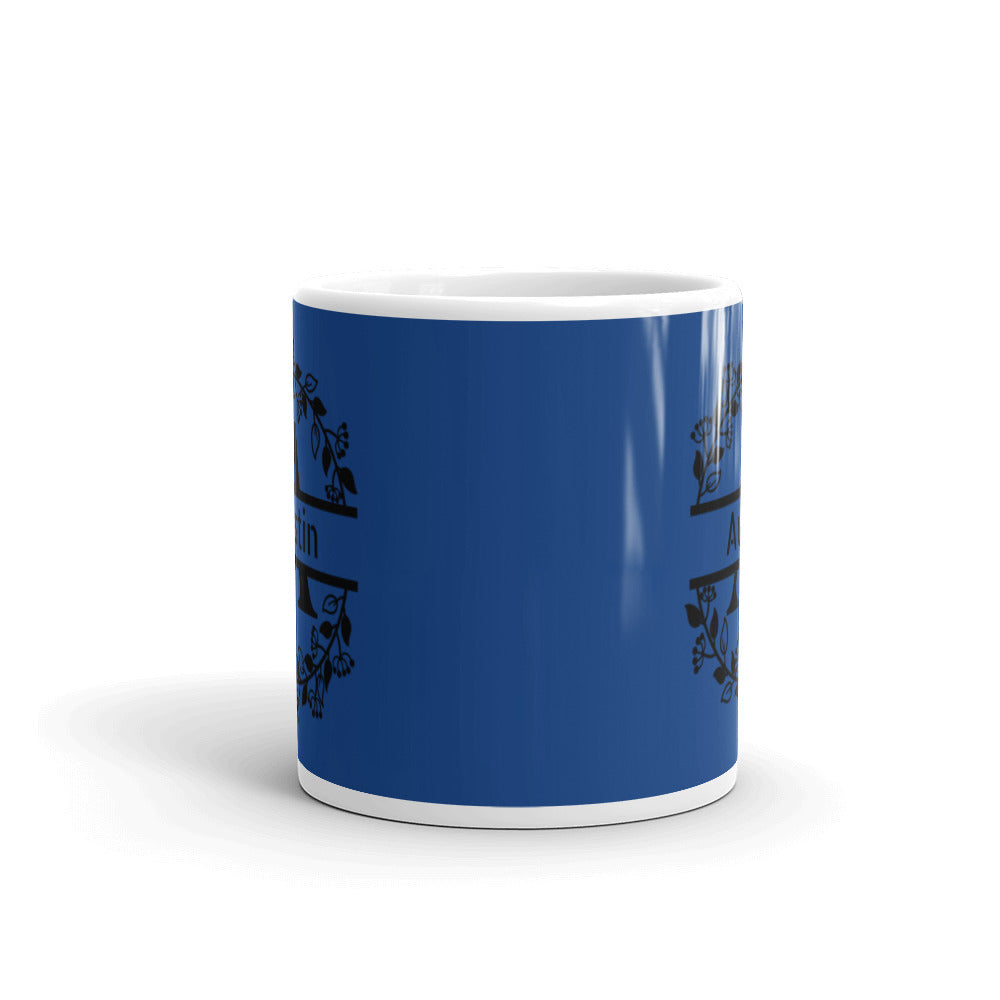 Austin - Blue & Black personalised on White glossy mug