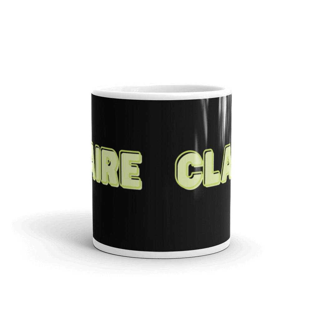 Claire Personalised - Green & Black on White glossy mug