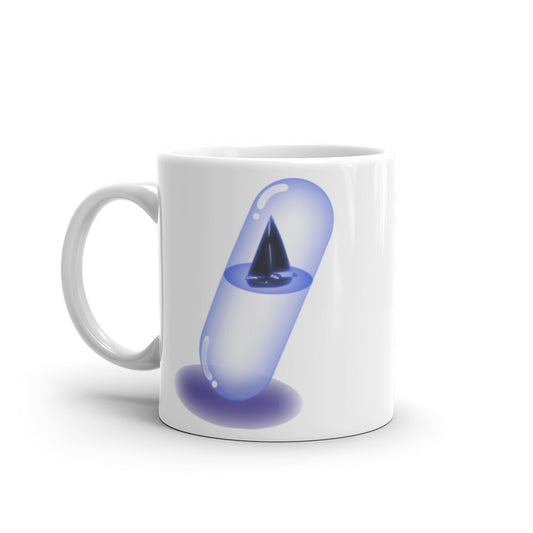 Yacht in a Purple Capsule -  White glossy mug - Science Fiction Day