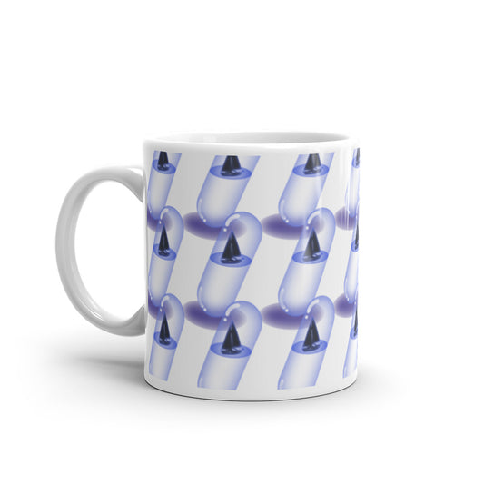 Yacht in a Capsule in Purple Pattern - White glossy mug - Science Fiction Day