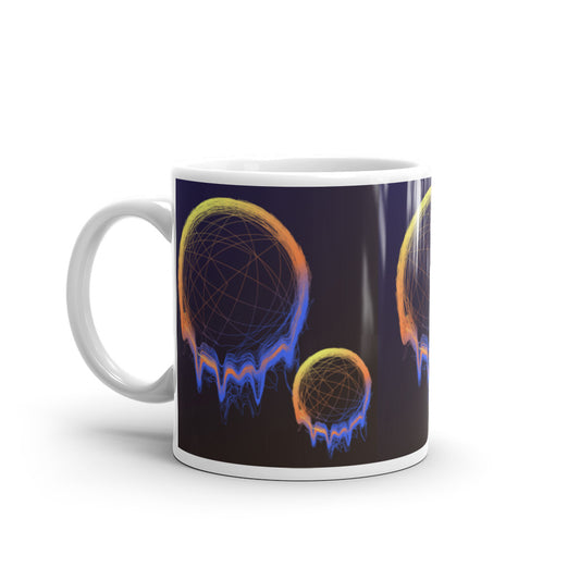 Fiery Planets in Luminant Colours - White glossy mug - Science Fiction Day