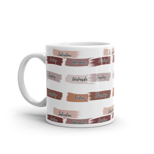 Days of the Week Stickers in Brush Strokes - White glossy mug - National Sticker Day