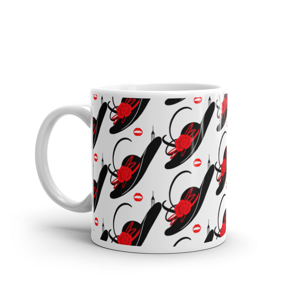 Black & Red Hat - White glossy mug - National Hat Day