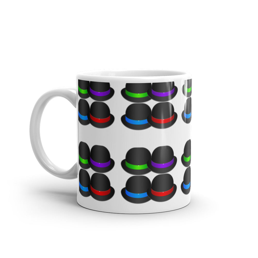 Black Bowler hats - White glossy mug - National Hat Day