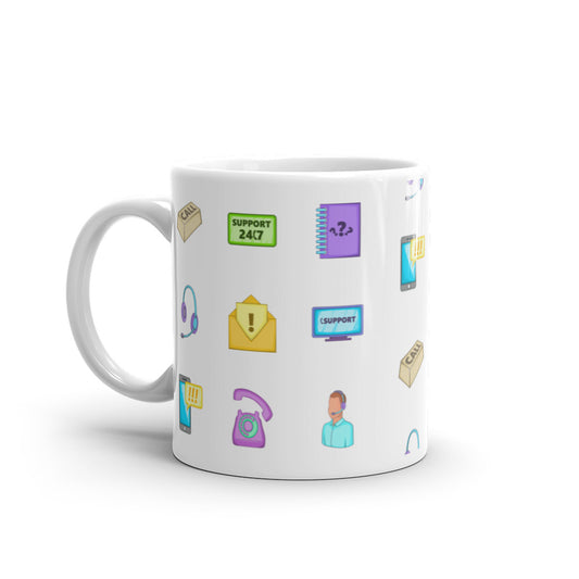 Customer Support Icons - White glossy mug - Get to Know your Customer Day